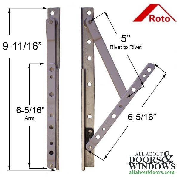Roto 10" Stainless Track and Powder Coat Pair - Dimensions