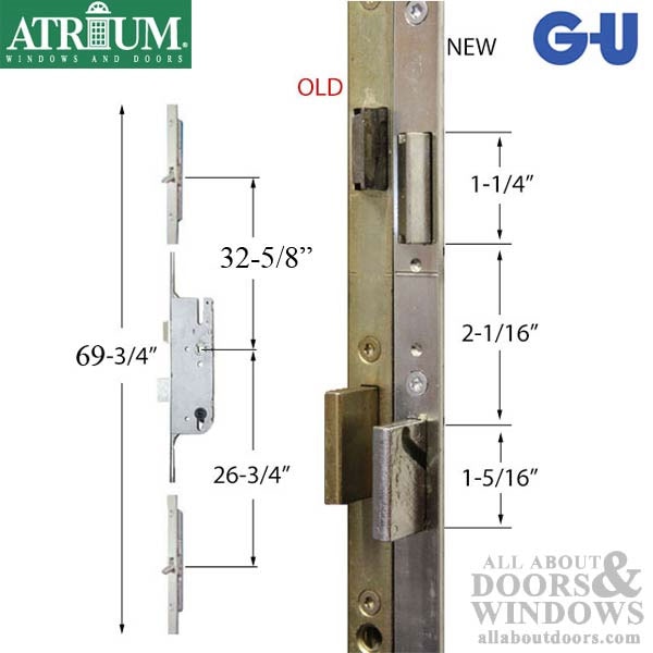 Atrium 35/92 Tongue Version Multipoint Lock Replacement for Old Style