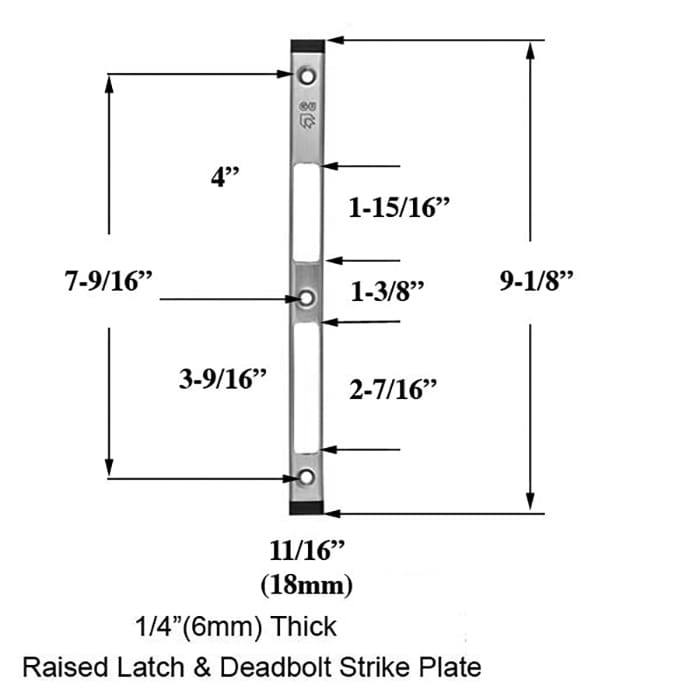 Non-handed Latch & Deadbolt Strike Plate, 1/4 inch raised