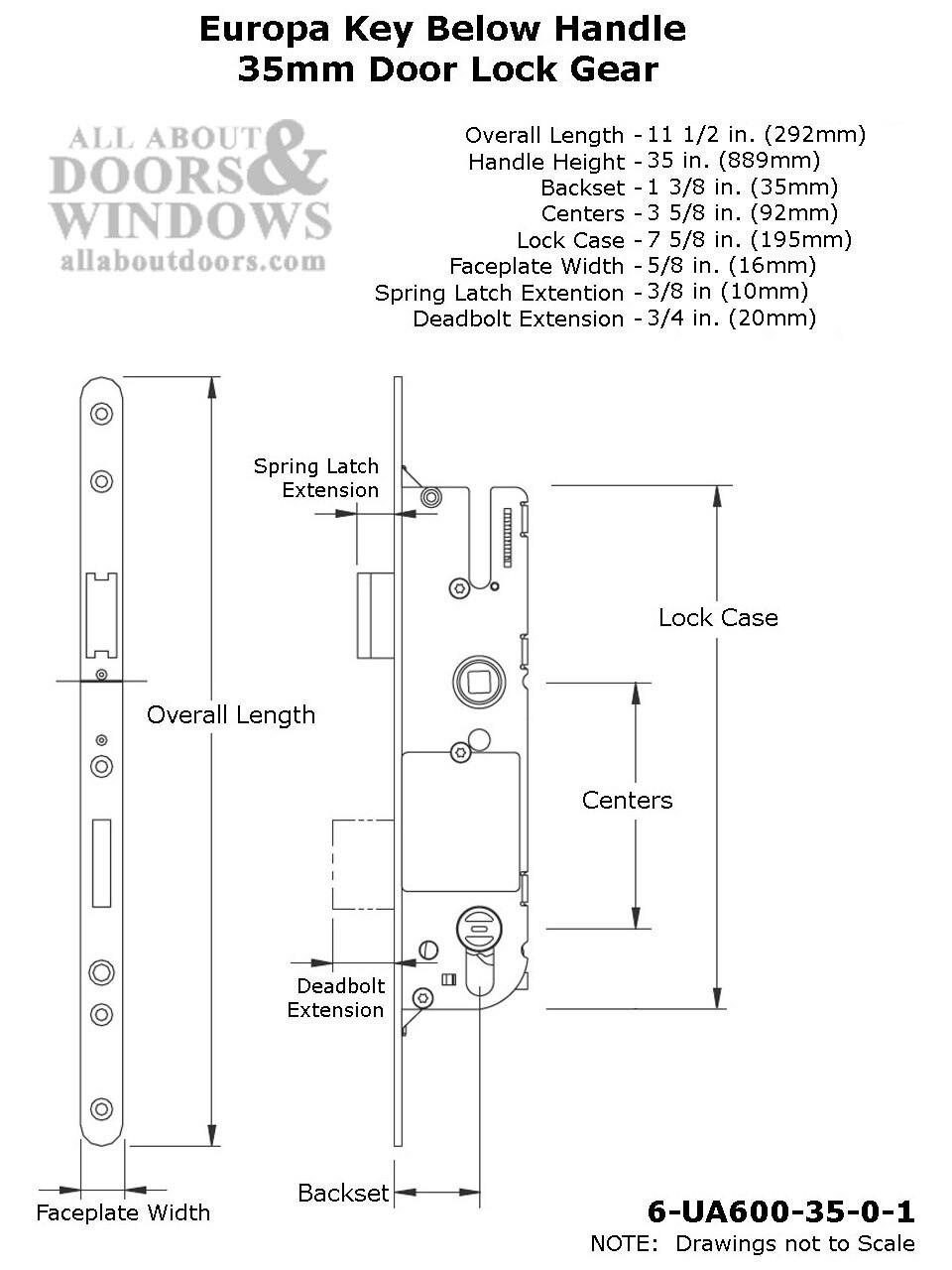 Single Point Mortise Lock Dimension