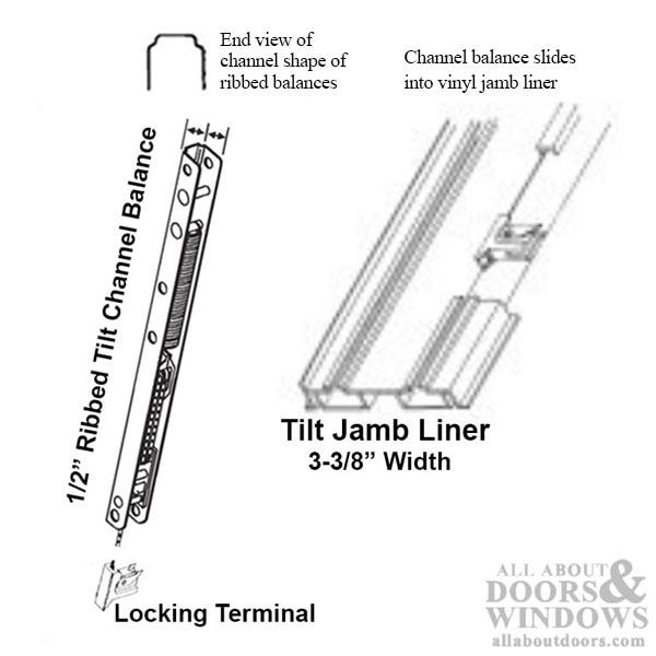 1/2 Ribbed Channel Balance for Wood Windows with Vinyl Jambliners