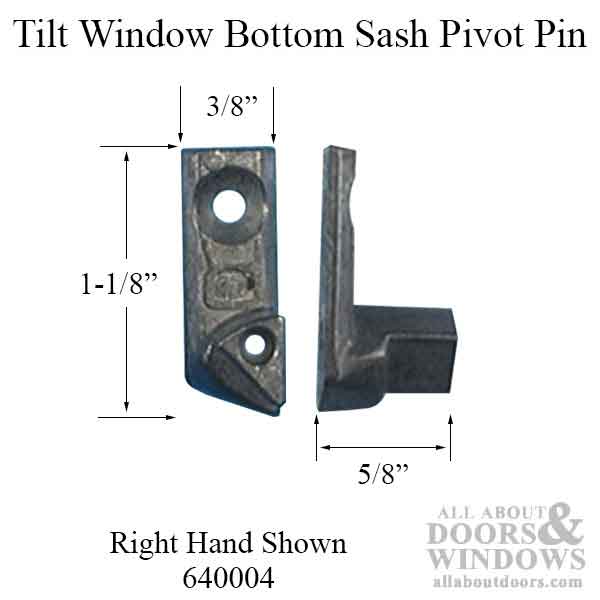 Tilt Window Pivot Pin, Bottom Sash, Zinc Diecast Right Hand