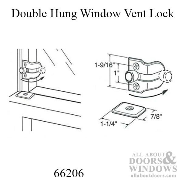 Double Hung Window Vent Lock, Brass 2 pack