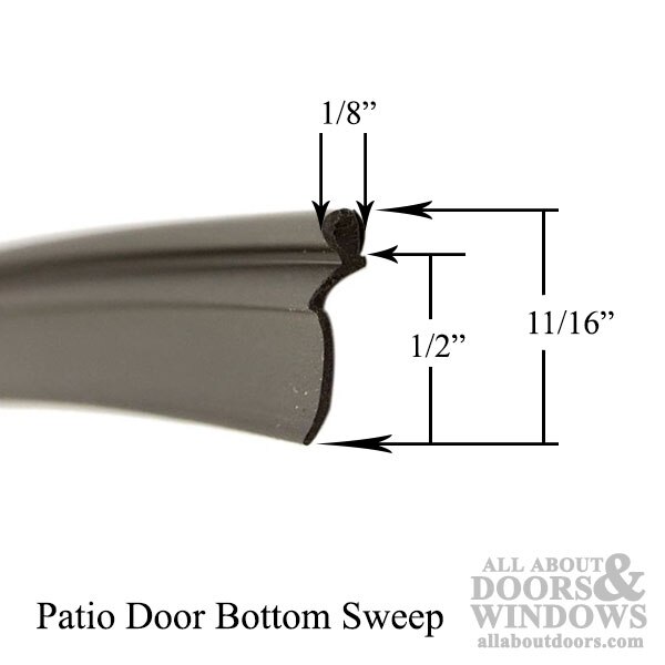 Door Bottom Vinyl Sweep, Jet Patio Door P/D - Dimensions