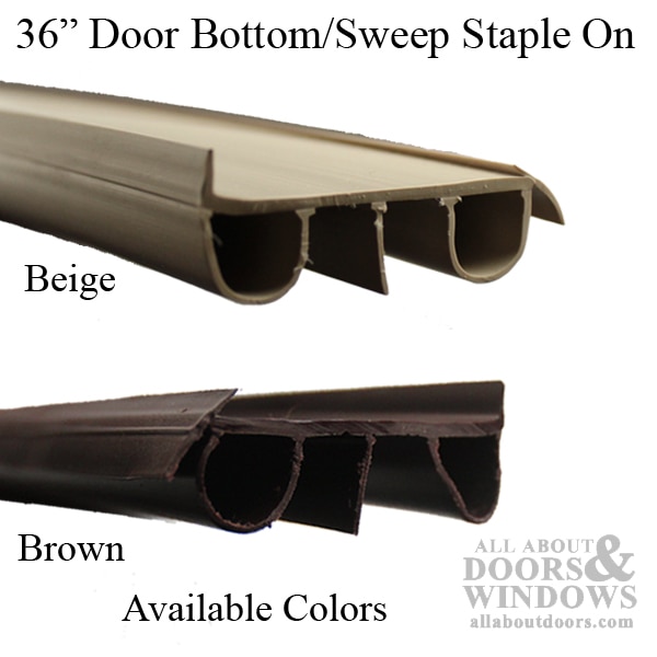 Door Bottom / Sweep, Staple-On, Brown, 36 Inch - Color Choices