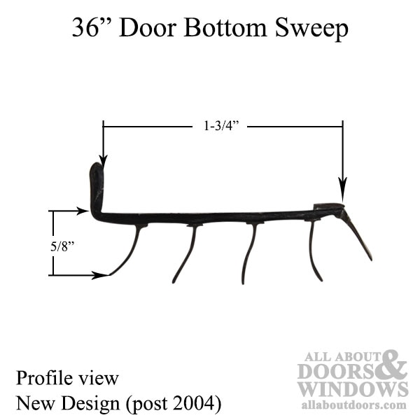 Door Bottom / Sweep, Staple-On, 36 Inch - Dimensions