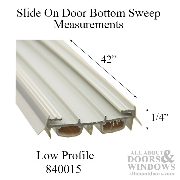 Slide on door bottom/sweep, Low-Profile - 42 Inch - Dimensions