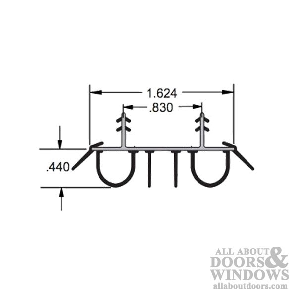 Door Bottom / sweep, Snap-In, 2 Kerf @ 7/8" - Dimensions