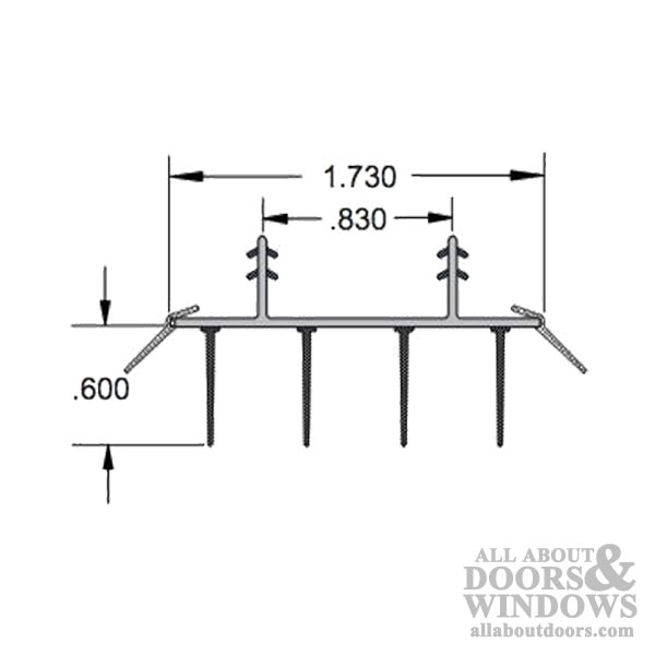 Door Bottom / Sweep, Snap-In, 2 Kerf at 7/8 inch - Brown/Tan - Dimensions