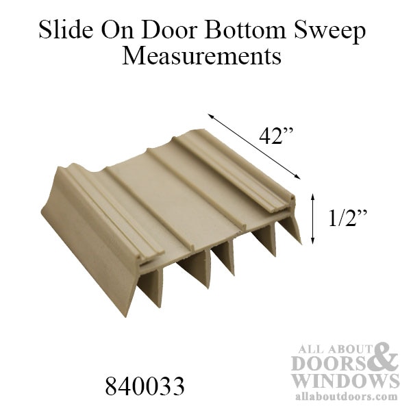 42 Inch Slide on door bottom/sweep, 6 fin - Dimensions