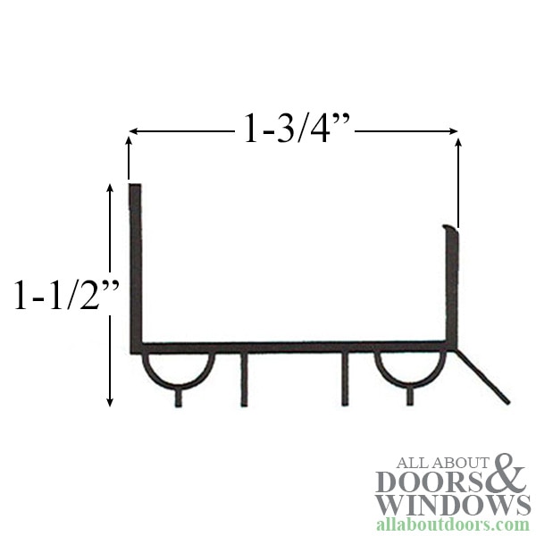 U-shaped wrap-around, Adjustable Door Bottom / Sweep, Vinyl - Dimensions
