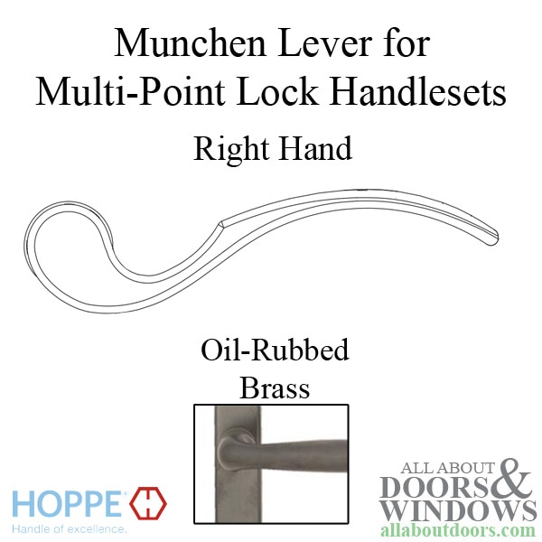 Hoppe Munchen lever handle for right handed multipoint lock handlesets