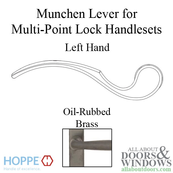 Hoppe Munchen lever handle for left handed multipoint lock handlesets