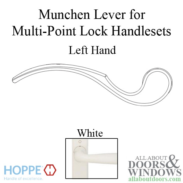 Hoppe Munchen lever handle for left handed multipoint lock handlesets