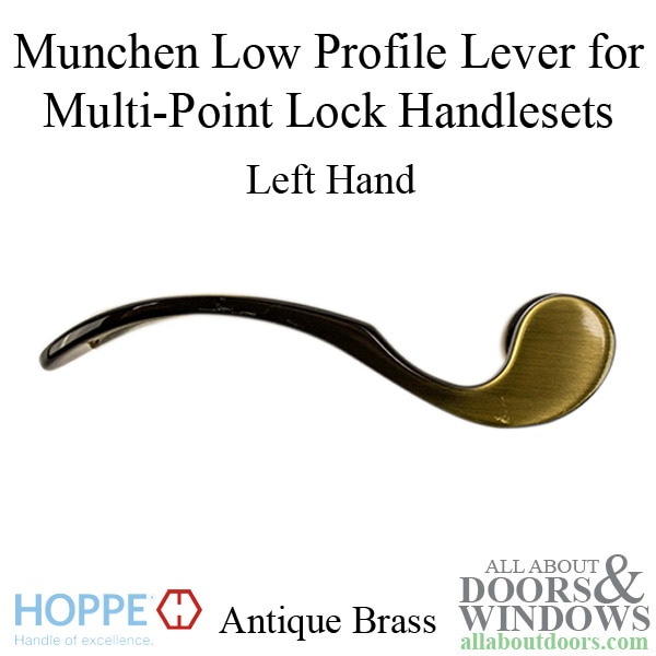 Hoppe Munchen low-profile lever handle for left handed multipoint lock handlesets