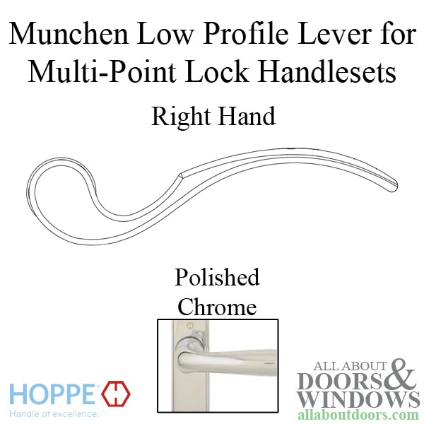 Hoppe Munchen low-profile lever handle for right handed multipoint lock handlesets