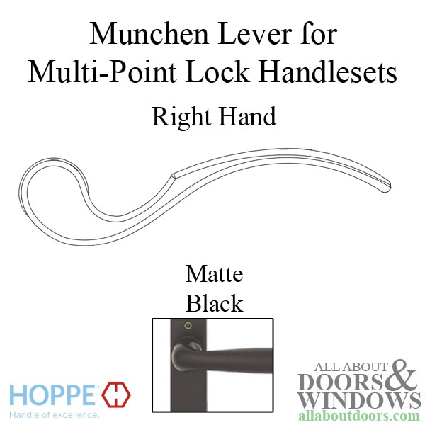 Hoppe Munchen lever handle for right handed multipoint lock handlesets