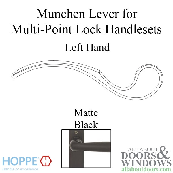 Hoppe Munchen lever handle for left handed multipoint lock handlesets