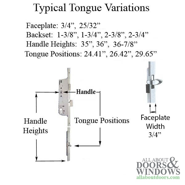 16mm Manual 35/92 Gear by Hoppe, Tongue 26.42", 1" Deadbolt, 36" HH