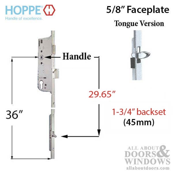 16mm Manual 45/92 Gear, Tongue 29.65", 1" Deadbolt, 36" Handle Height