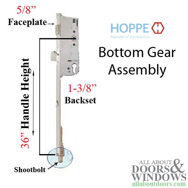 16mm Hoppe manual gear for 35/92 shootbolt with 1" deadbolt