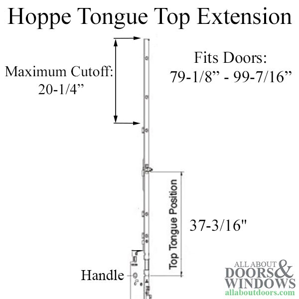 Hoppe 16mm Manual Top Extension, Tongue at 37.20", 61.81" Length