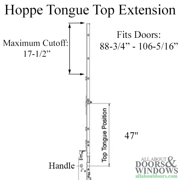 Hoppe 16mm Manual Top Extension, Tongue at 46.97 inches, 68.70-inch Length