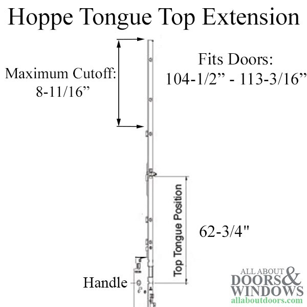 Hoppe 16mm Manual Top Extension, Tongue at 62.76", 75.59" Length