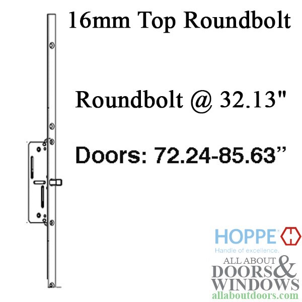 Hoppe 16mm manual top extension, roundbolt @ 32.13", 48.03" length