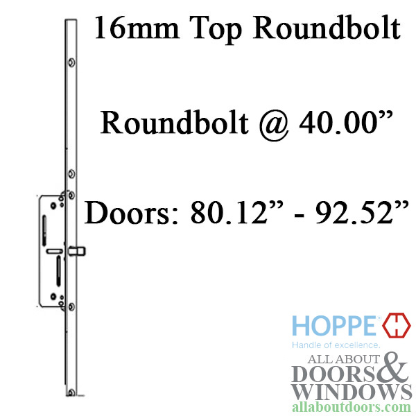 Hoppe 16mm manual top extension roundbolt 40.00 inch, 56.54 inch length