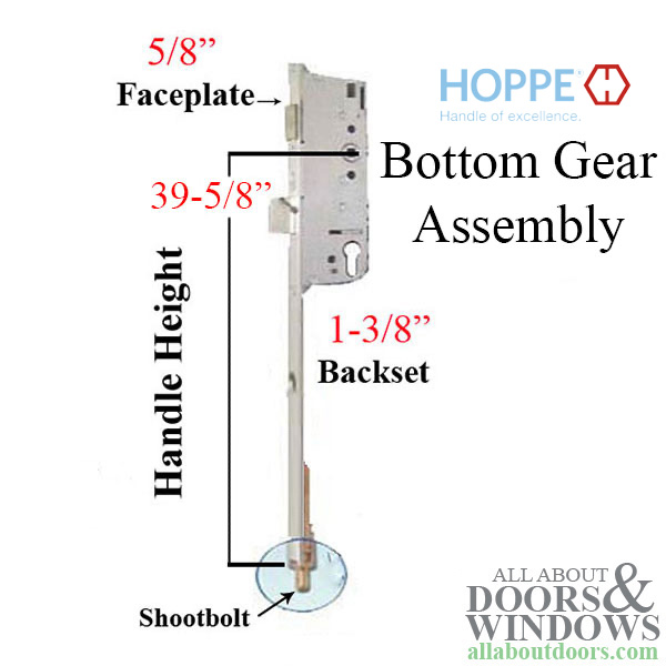 Hoppe 16mm manual gear for 35/92 shootbolt with 1 inch deadbolt