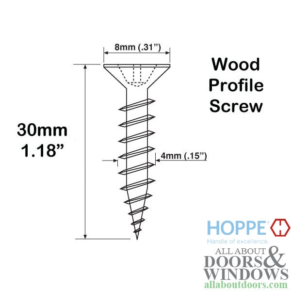 Hoppe multipoint lock stainless steel screws with 8mm head and 30mm length