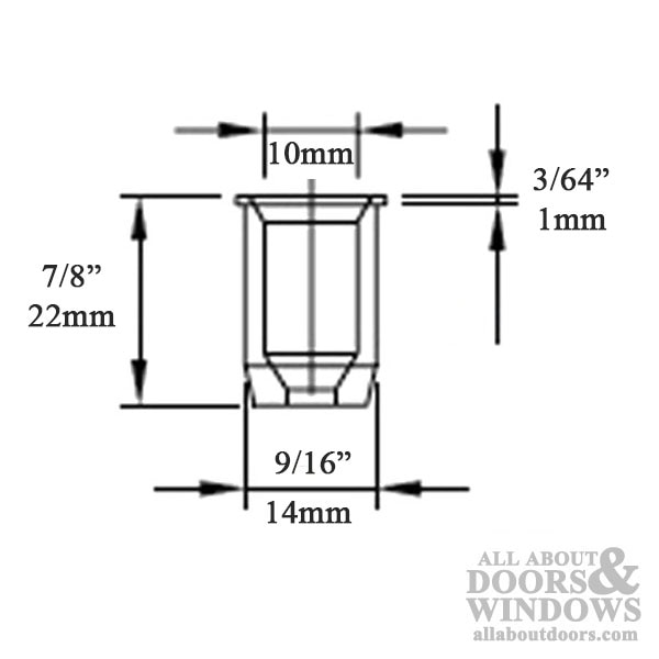 Strike Sleeve Dimensions – Round Brass Shootbolt Socket
