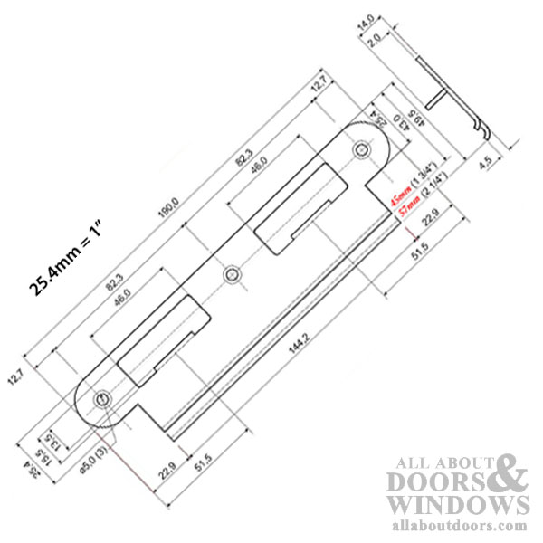 GU Ferco Strike Plate 13/4" thick Door Dark Bronze Latch and