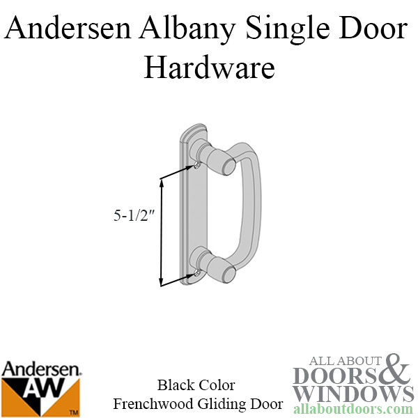 Andersen Frenchwood Gliding Door Trim Hardware, Albany, 2 Panel Interior and Exterior Black