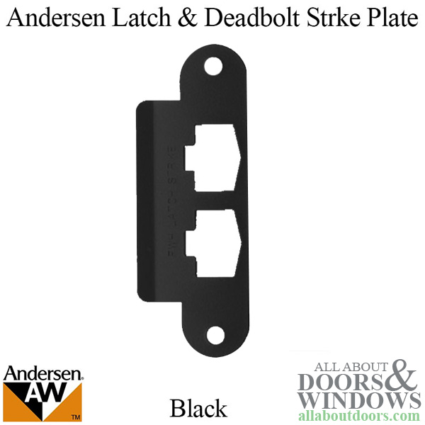 Andersen latch and deadbolt strike plate cover for hinged doors