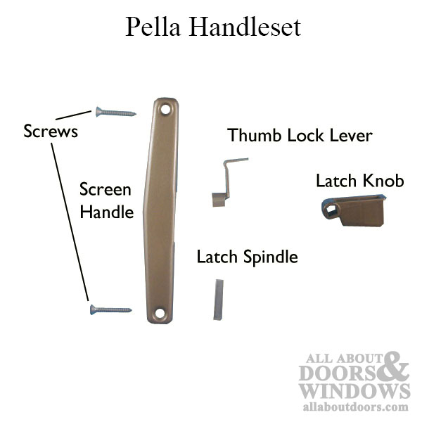 Pella Handle Set Patio Screen Door, Pella Sliding Screen Door Latch Replacement