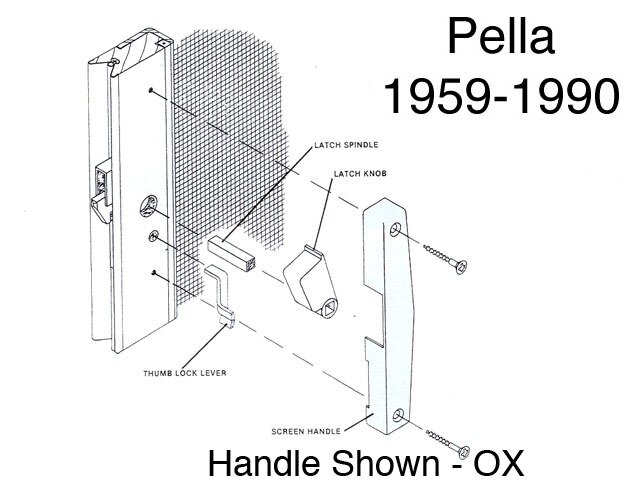Pella Handle Set for Patio Screen Door in Copperite - Dimensions