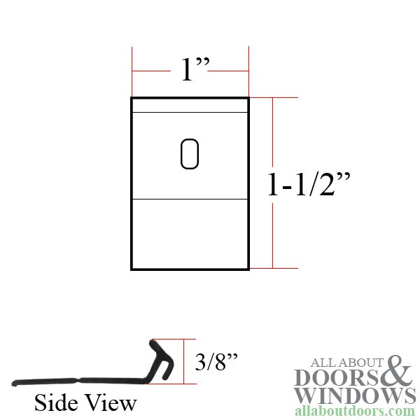 Profile View and dimensions of Pella Rolscreen Cover Clips