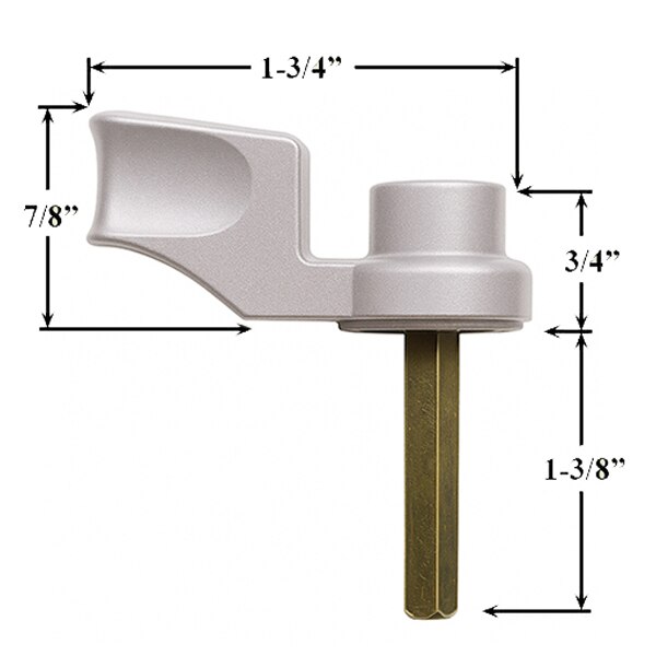 Side view and Dimensions of the Pella Sliding Door Thumb Turn