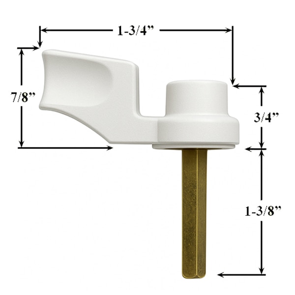 Side view and Dimensions of the Pella Sliding Door Thumb Turn