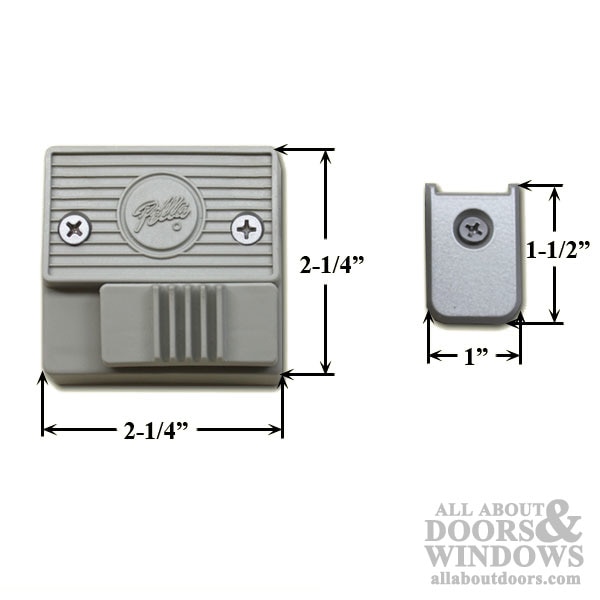Security Foot Bolt for Sliding Door in Champagne Finish - Dimensions