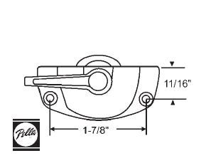 Pella Pro Line Series Double Hung Window Sash Lock - Product Dimensions