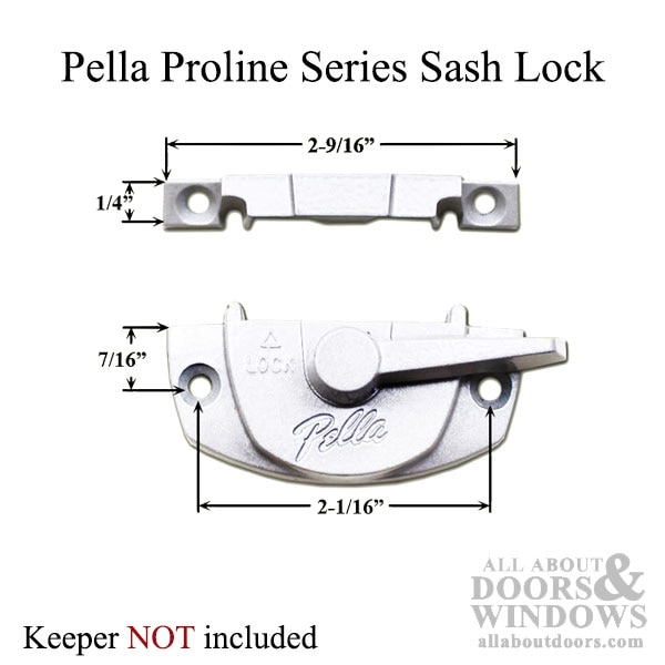 Pella Pro Line Series Double Hung Window Sash Lock with Alignment Lugs - Product Dimensions