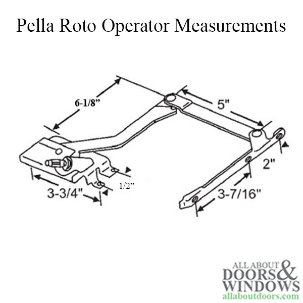 Complete Set of Pella Roto Operator Left Hand with cover and handle 1967-1993