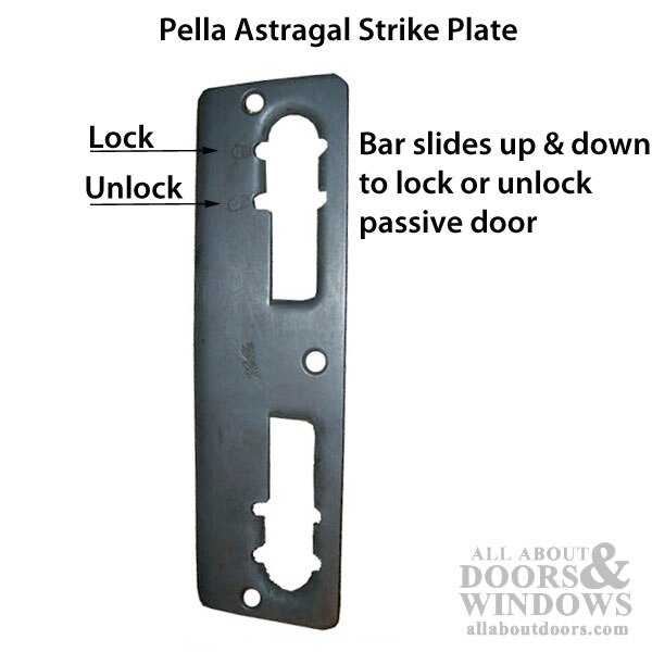 Close-Up of Pella Astragal Strike Plate - Antique Brass