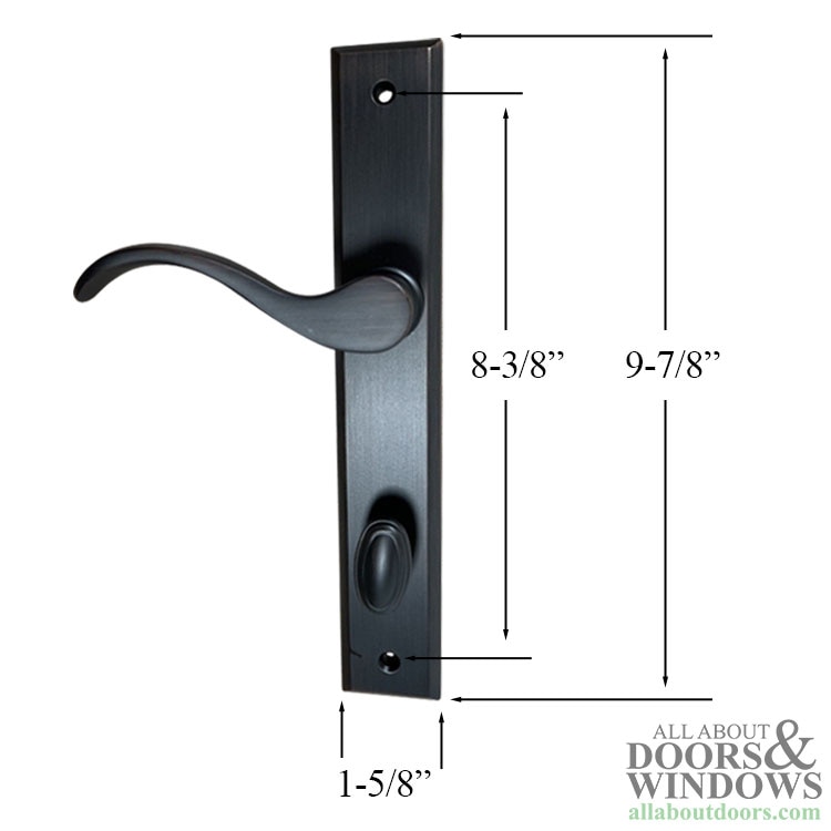 Pella Virago Passive Non-Keyed Hinged Door Handle Set Trim for Multipoint Lock - Dimensions