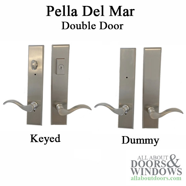 Pella French Double Door Del Mar Satin Nickel Active Dummy Handle Set Trim
