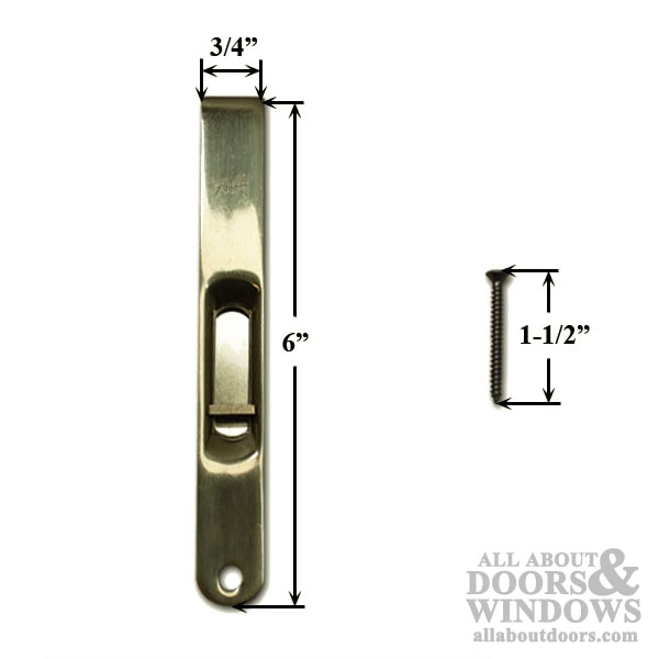 Close-Up of Pella Hinged Door Flush Bolt - Dimensions