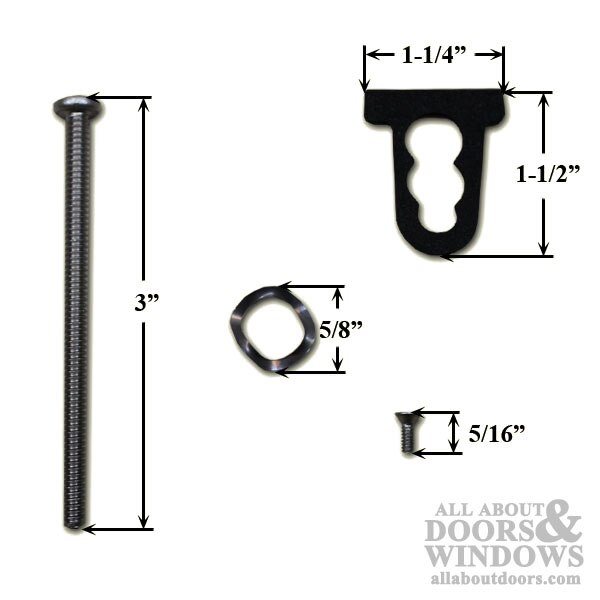 Detail of 3-inch and 5/16-inch Machine Screws for Sliding Door Handles